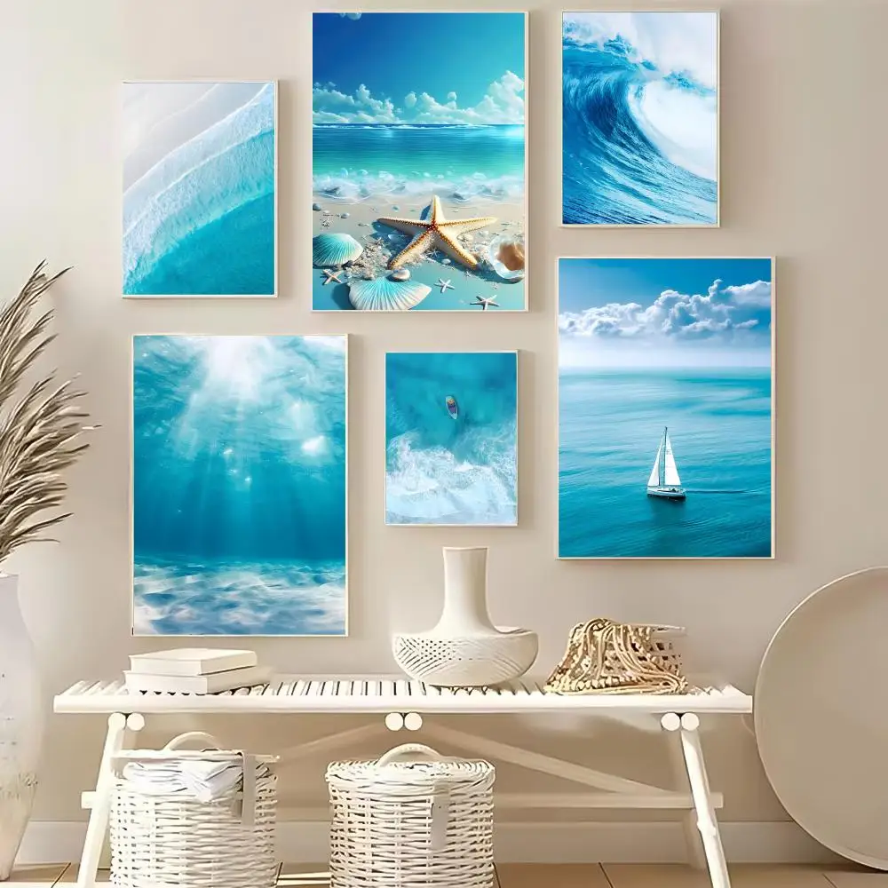 ملصق موجة المحيط على الشاطئ عالي الدقة ذاتي اللصق مقاوم للماء مثالي للمنزل والمكتب وغرفة النوم هدية رائعة #2