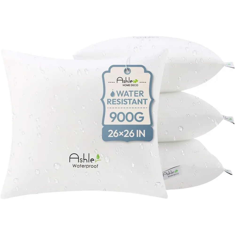 

Set of 4 26x26 Water-Resistant Hypoallergenic Pillow Inserts, Ideal for Outdoor and Decorative Use