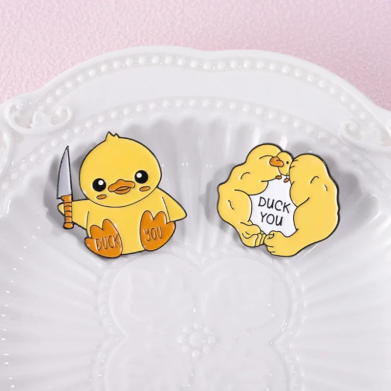 Cute Yellow Duck Enamel Pins Cartoon Goose Chick Brooch Lapel Badge Backpack Clothes Animal Jewelry Accessories Gift for Friends