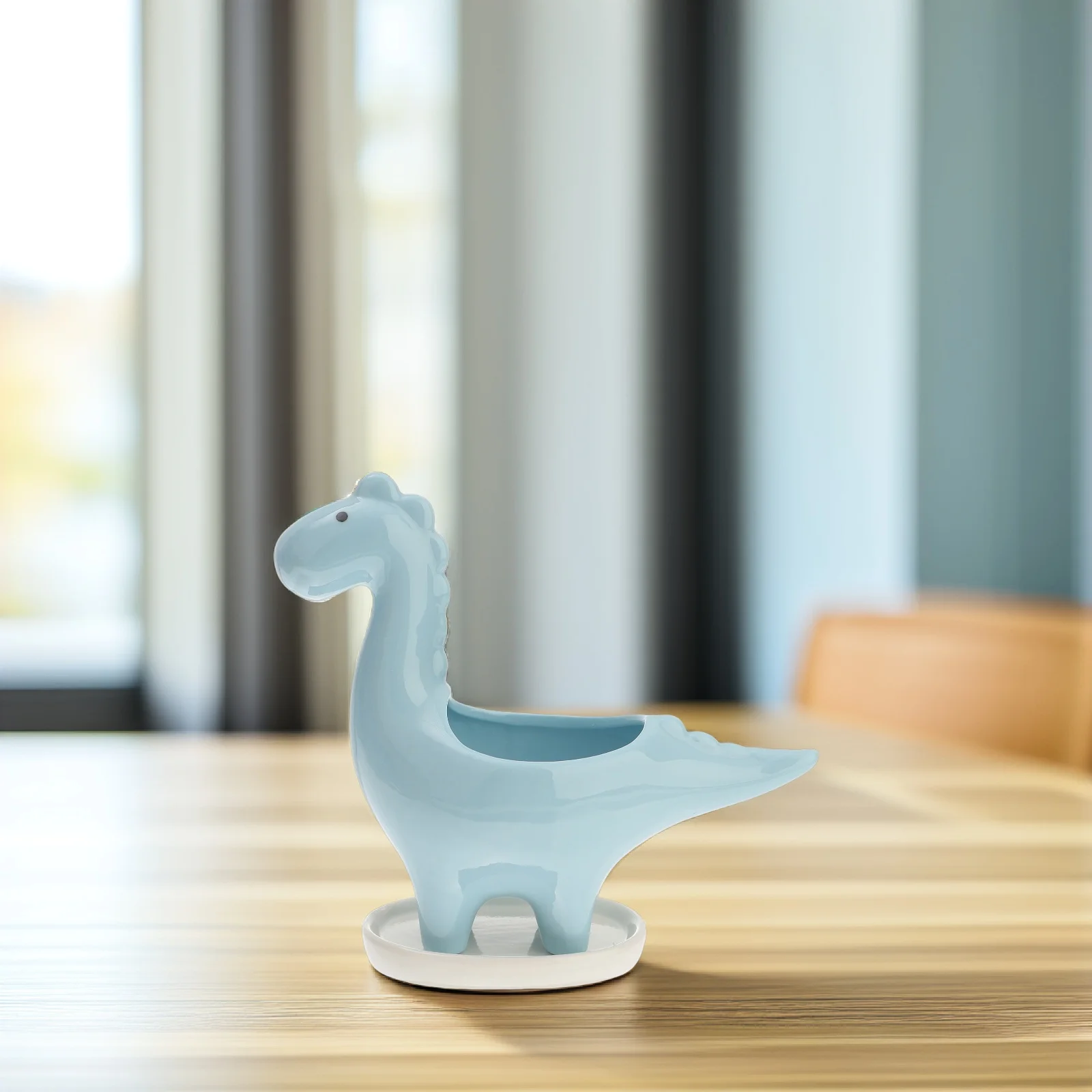 

Ceramic Dinosaur Flower Pot Blue Stylish Desktop Decoration for Indoor Plants Modern Cute Planter for Home Garden Fashion Living