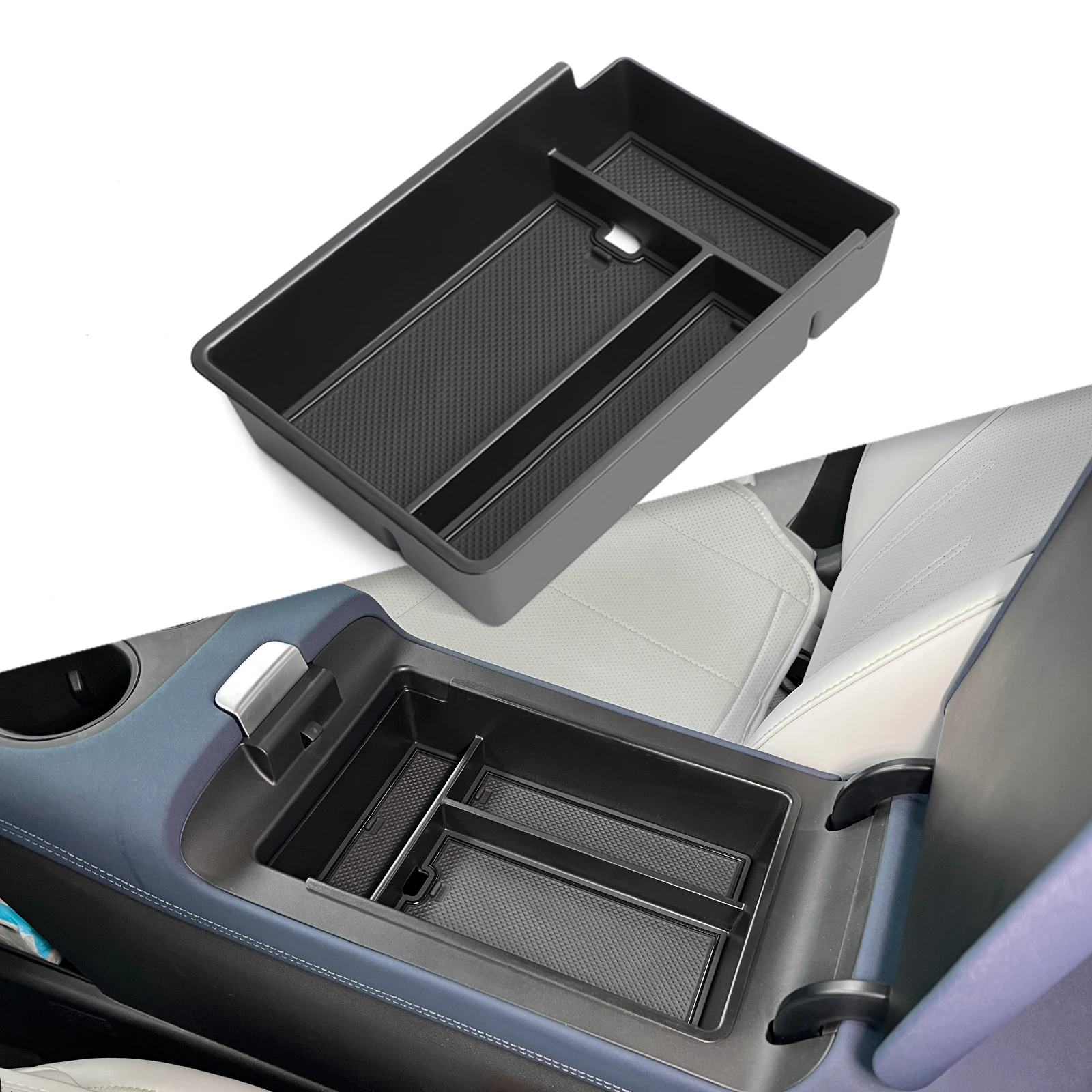 for Xpeng G6 Car Center Console Tray Armrest Storage Box Organizer Interior Accessories Stowing Tidying Black