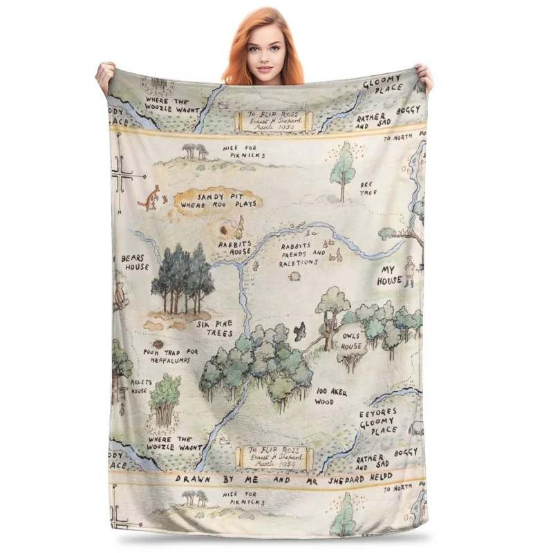 Vintage Pirate Treasure Map Printed Blanket Soft Lightweight Nautical Theme Home Sofa Bed Cover