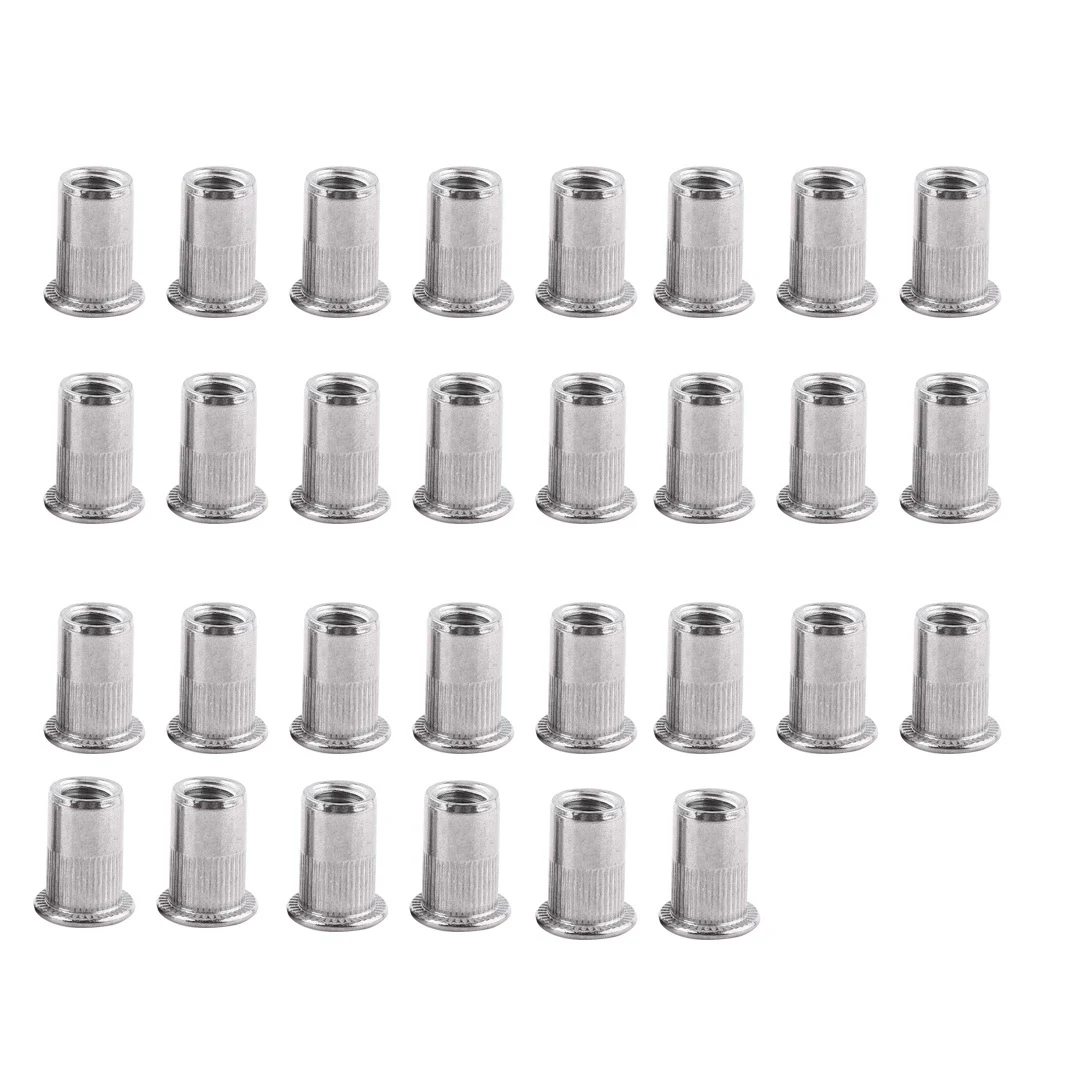 30 Pcs Flat Head Blind Rivet Nuts Stainless Steel Metric Thread Insert Nut Nutsert Screw Blind Rivet Nut Set (M4)