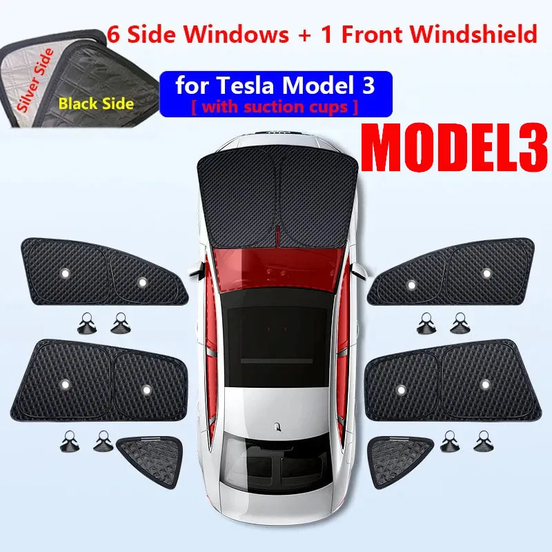 for Tesla Model 3 Highland 2024 Upgrade Sunshade Side Window Front Rear Windshield Privacy UV Blocking Model3 Sun Shade Shading