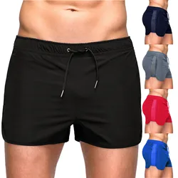 Mens Summer Drying Fashion Elastic Mesh Simple Beach Solid Color Casual Shorts Pants Drawstring Basketball Shorts