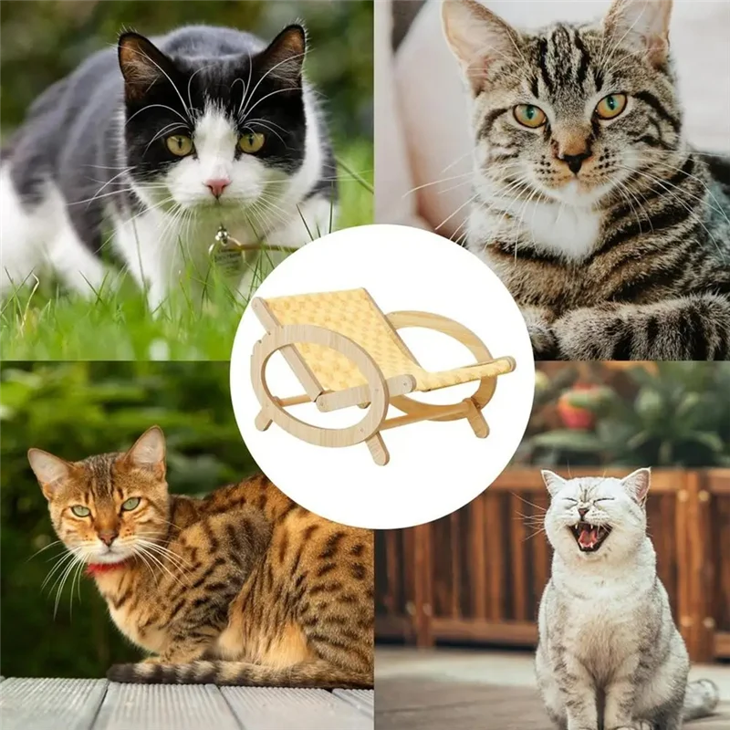 

Elevated Pet Bed Chair Cat Sleeping Climbing Frame Chair Adjustable Scratch Bed With Canvas Cover Scratch-Resistant-ABXK