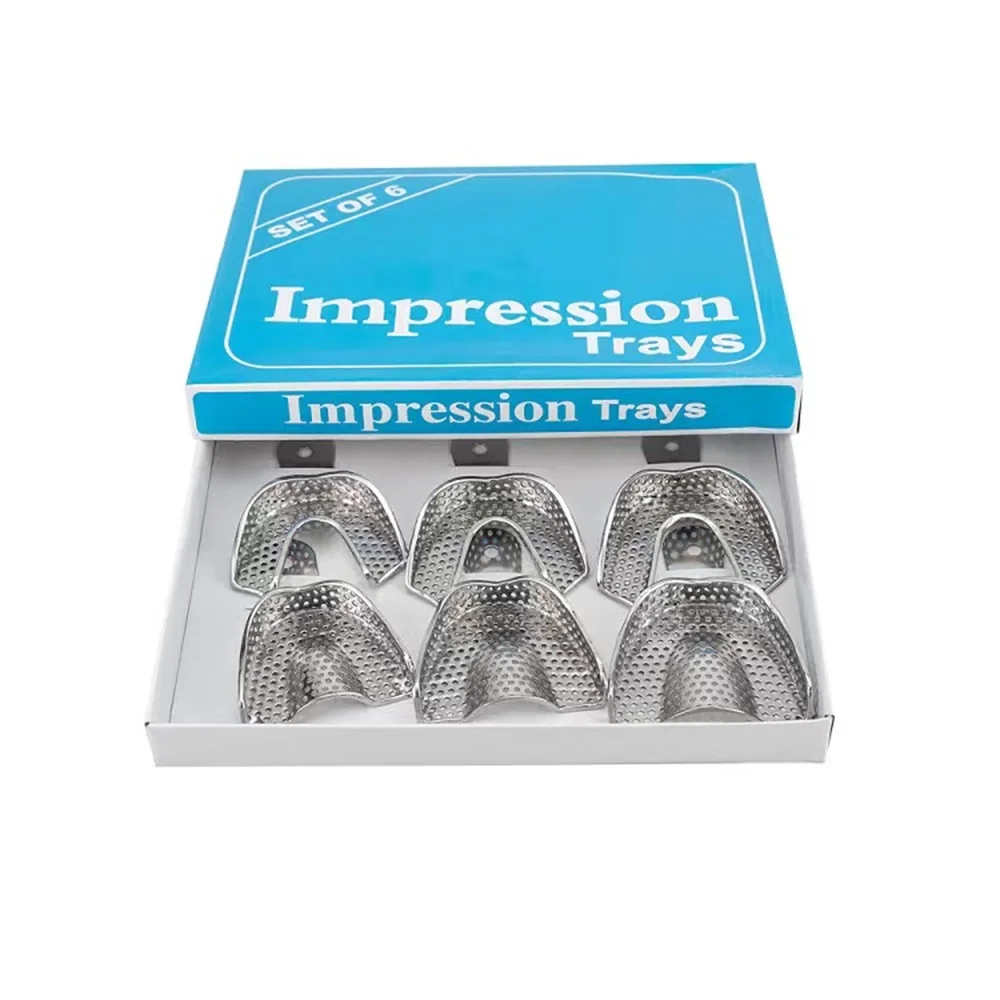 10Pcs/Set Dental Stainless Steel Impression Tray Autoclavable Teeth Metal Trays Holder Denture Instrument Dentist Tool