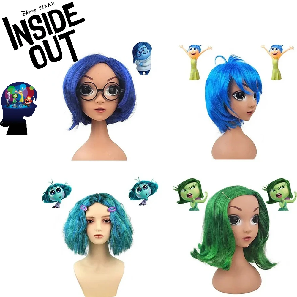 Inside Out 2 Wig Disney Cosplay Decoration Kawaii Joy Sadness Disgust Anime Hair Accessories Party Gift for Chirden Toys