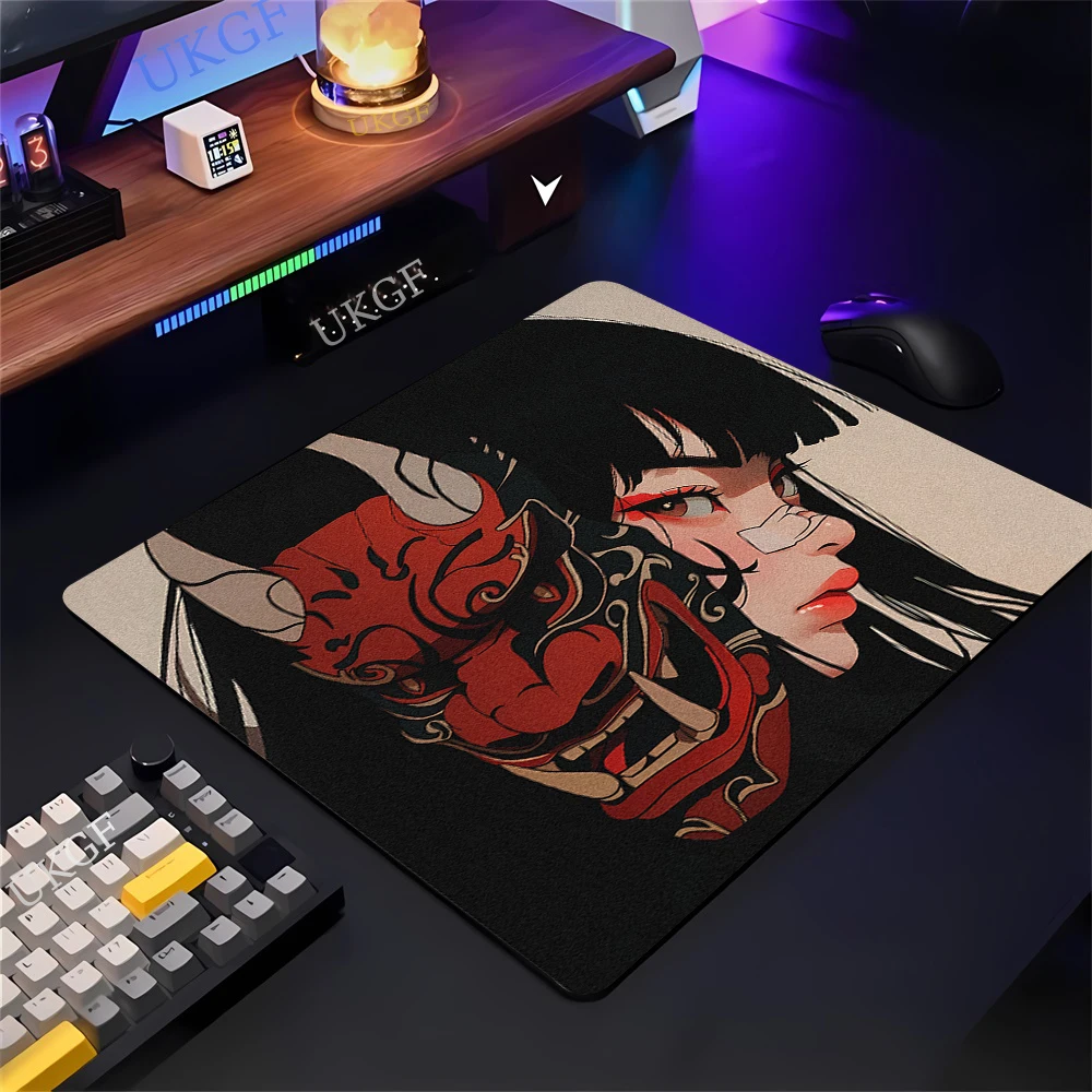 Balance Gaming Mouse Pad XL E-Sports Premium Anime Mask Girl Mousepad Gamer Locking Edge 45x40cm FPS Professional Mouse Mat