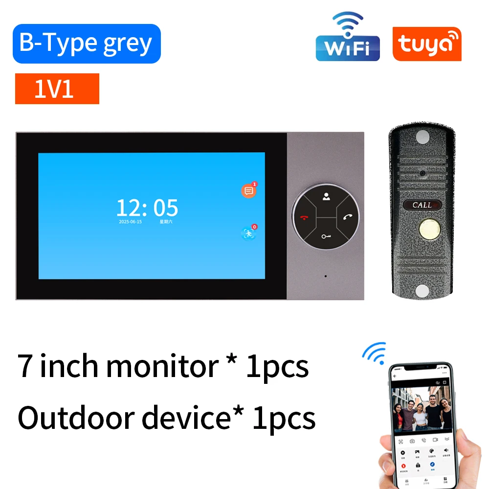 Système d'interphone vidéo filaire Wifi pour maison intelligente, moniteur d'écran couleur de 7 pouc