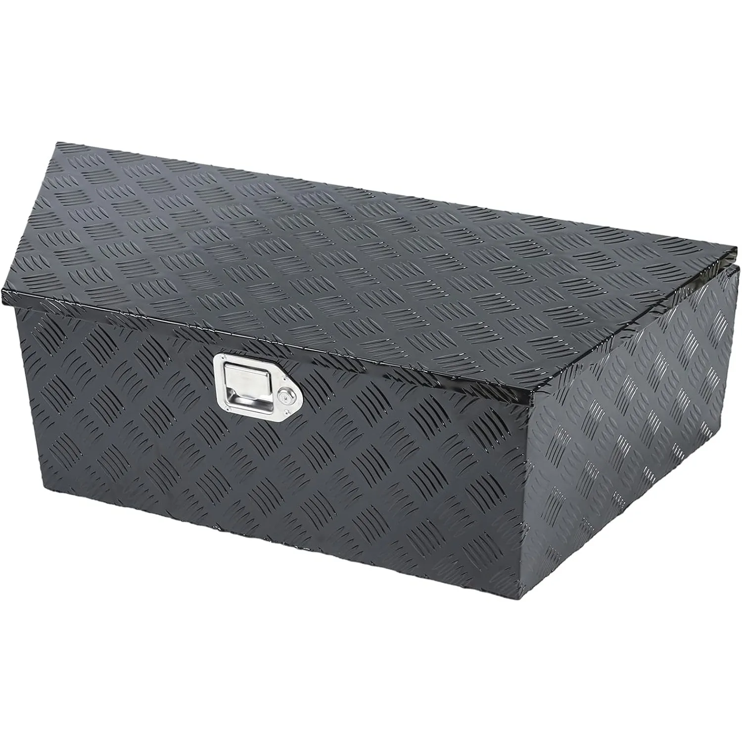 

39"X16.5"X12"Black Heavy Duty 5 Bar Tread Aluminum Trailer Tongue Box Pick Up Truck Tool Box Storage Organizer w/Lock & Keys