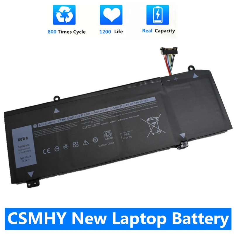 Csmhy Novo 1f22n 15.2v Bateria do Portátil para Dell 2023 Orion M15 M17 r1 P82f P40e P79f P37e Inspiron g5 5590 g7 7590 7790