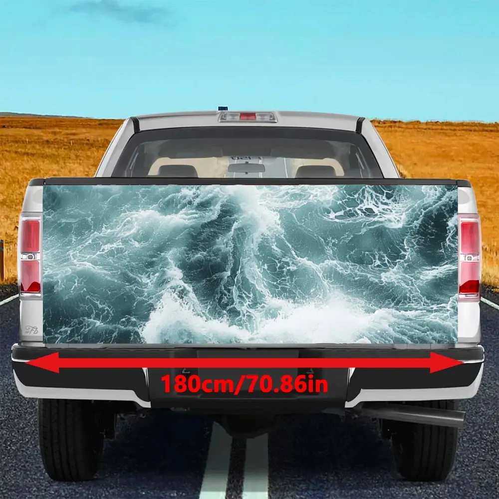 Rough Ocean Waves Spray Print Car Tail Trunk Protect Vinly Decal Auto Accessories Hood Decoration Sticker for Off-road Pickup