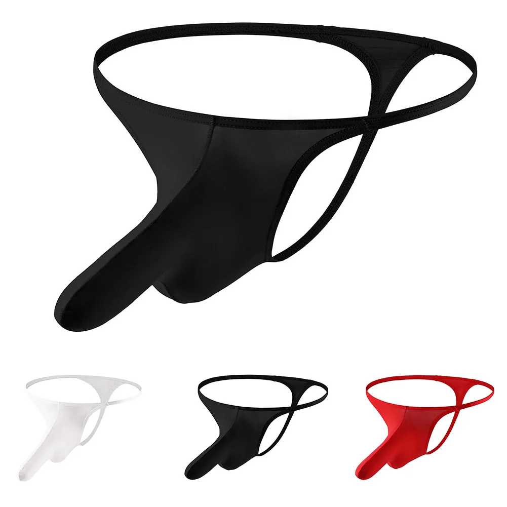

Men Ice Silk Underwear Sexy Briefs Low Waist Cock Pouch Panties Sheer Sexy Lingerie Long Elephant Nose Underpants T-Back Brief