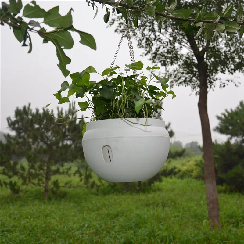 ABFS 6 uds macetero colgante de plástico cesta de autorriego con ganchos, maceta colgante con Base desmontable blanco
