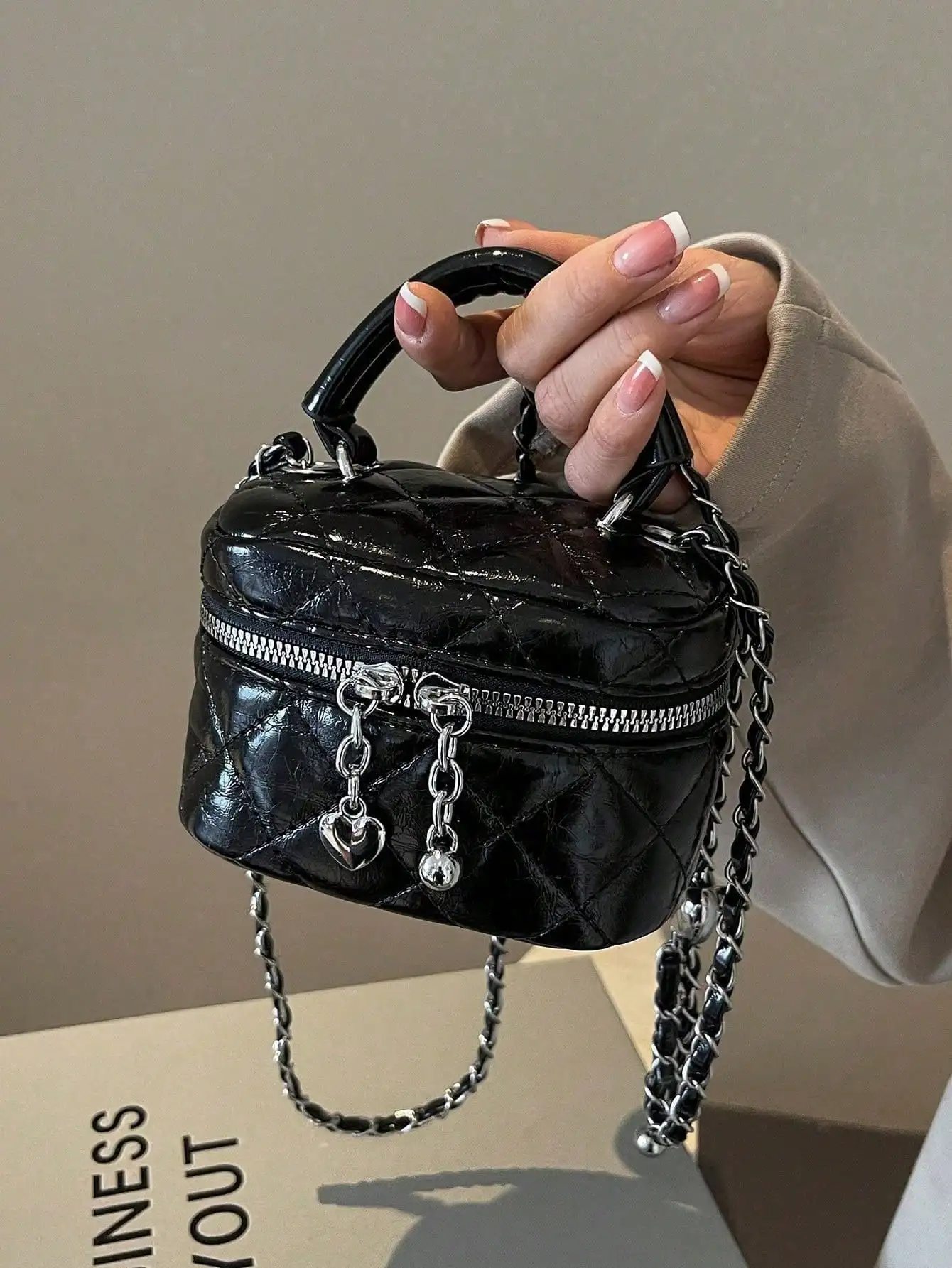 Y2k Cute Heart Decor Embroidered Rhombic Crossbody - Mini Solid Daily/Shopping/Travel Coin Purse