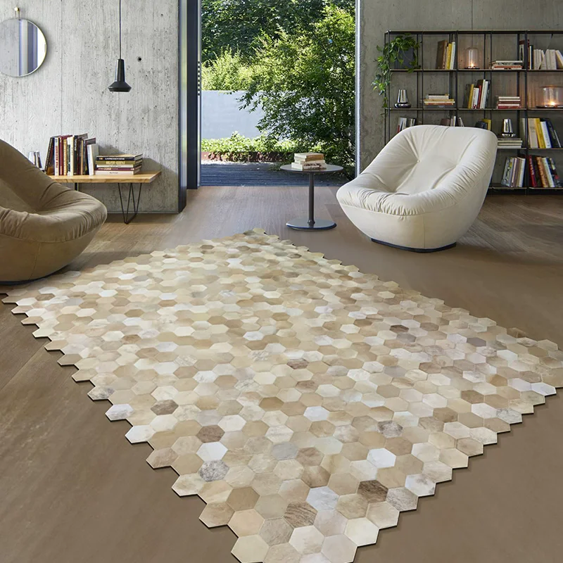 Original Design Irregular Cowhide Splicing Carpet For Living Room Home Soft Rugs For Bedroom Light Luxury Sofa Coffee Table Mat