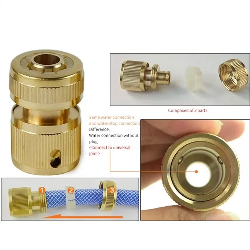 4-way brass water coupling for high-pressure garden irrigation systems compatible with car wash guns and hose splitters DIN stan