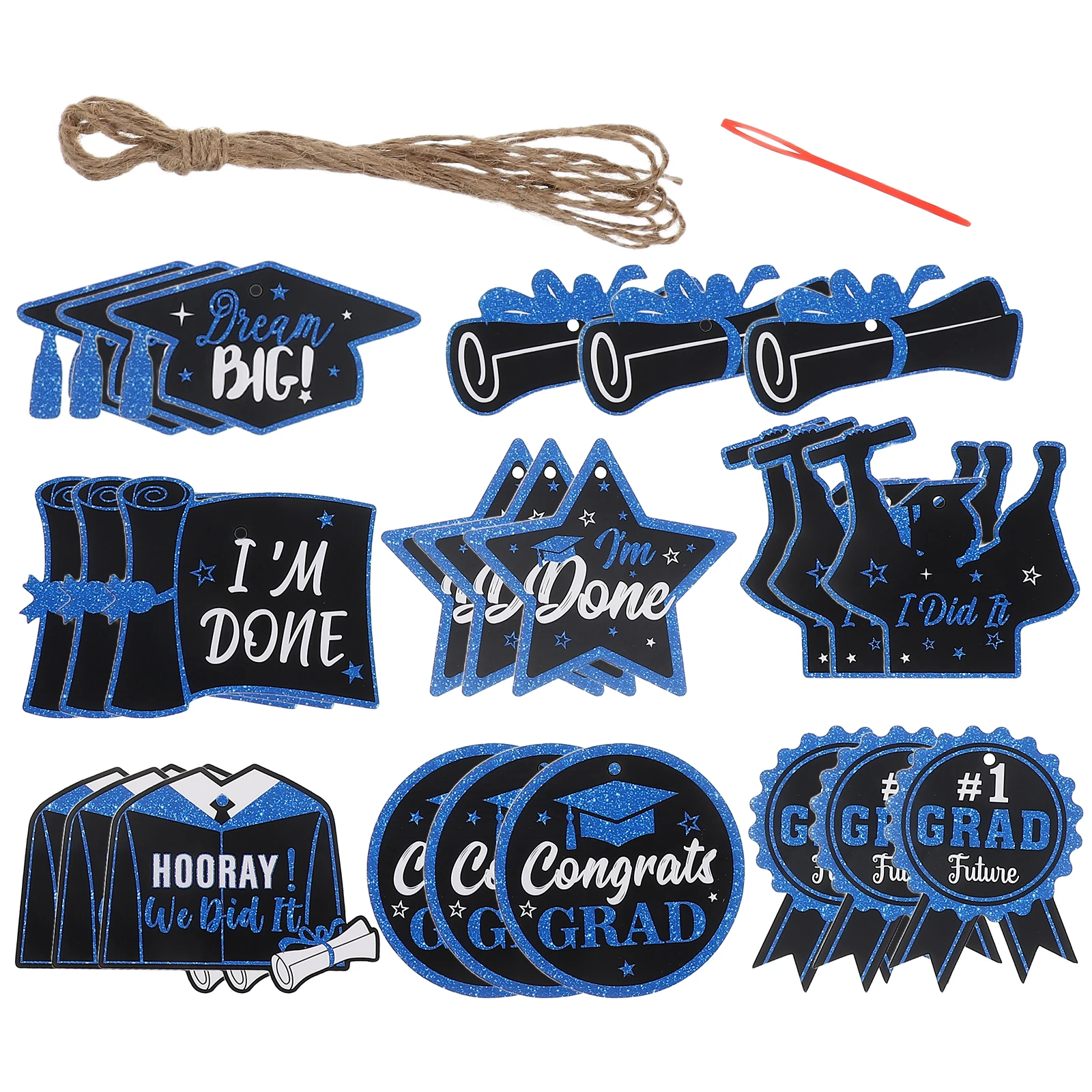 

24pcs Graduation Party Hanging Decorations 2025 Glitter Centerpieces Graduation Cap Cutouts Grad Party Supplies Durable Reusable