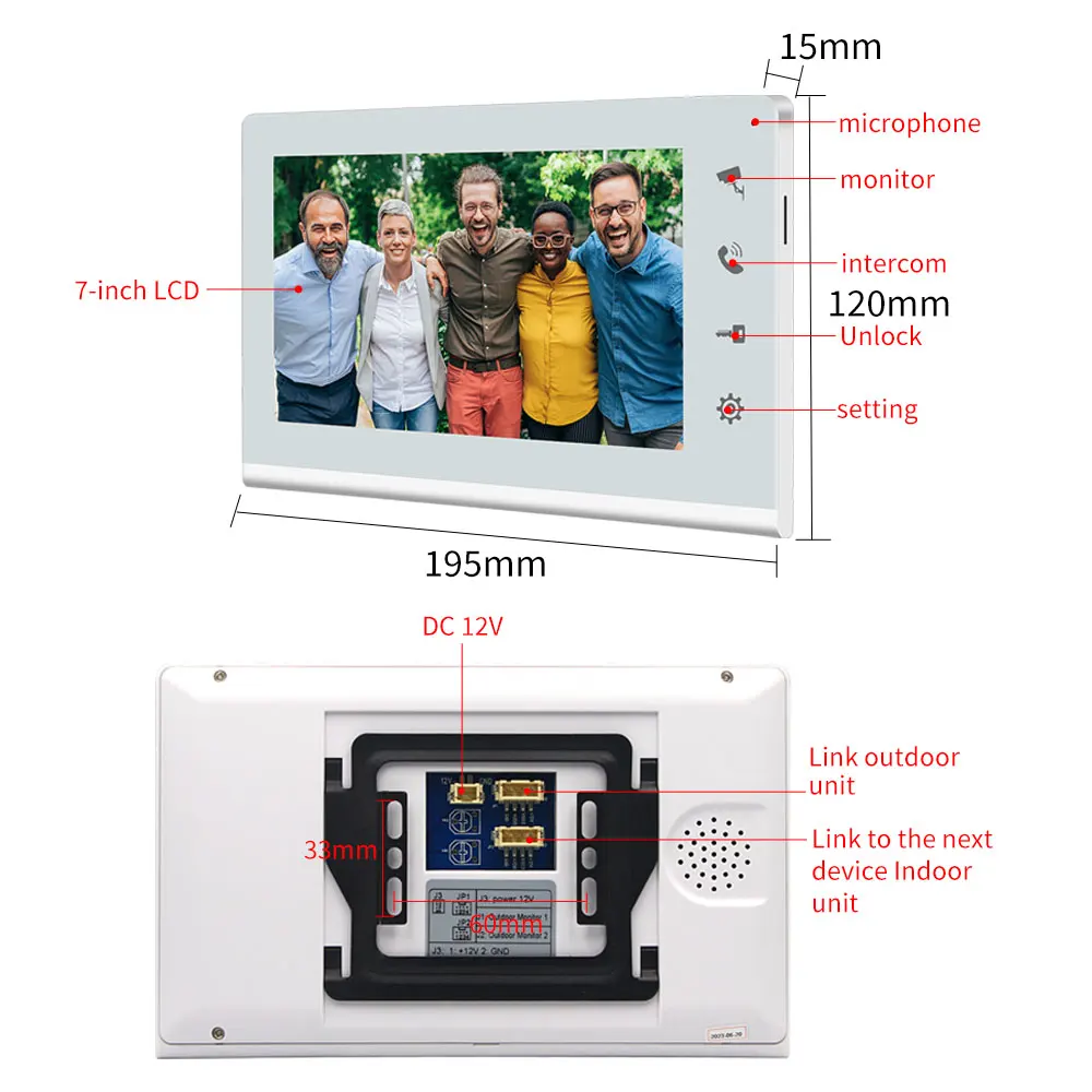 Imagem -06 - Smart Video Intercom Doorphone System Polegada 700tvl Touch Screen Câmera de Campainha Telefone da Porta para Apartamento Doméstico Sino Visual