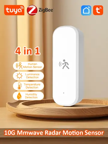 10G Human Motion Sensor Tuya Zigbee MmWave Radar Detector with Luminance Temperature Humidity Sensor Upgarded PIR Sensor