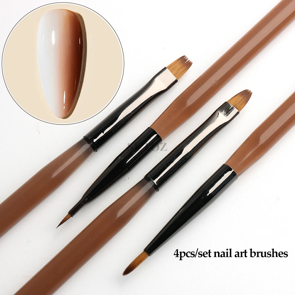 3/4Pcs Französisch Streifen Nail art Liner Pinsel Set Welle Zeichnung Stifte Gel Polish Acryl Pulver Pinsel Maniküre design Werkzeuge GLCSB-A