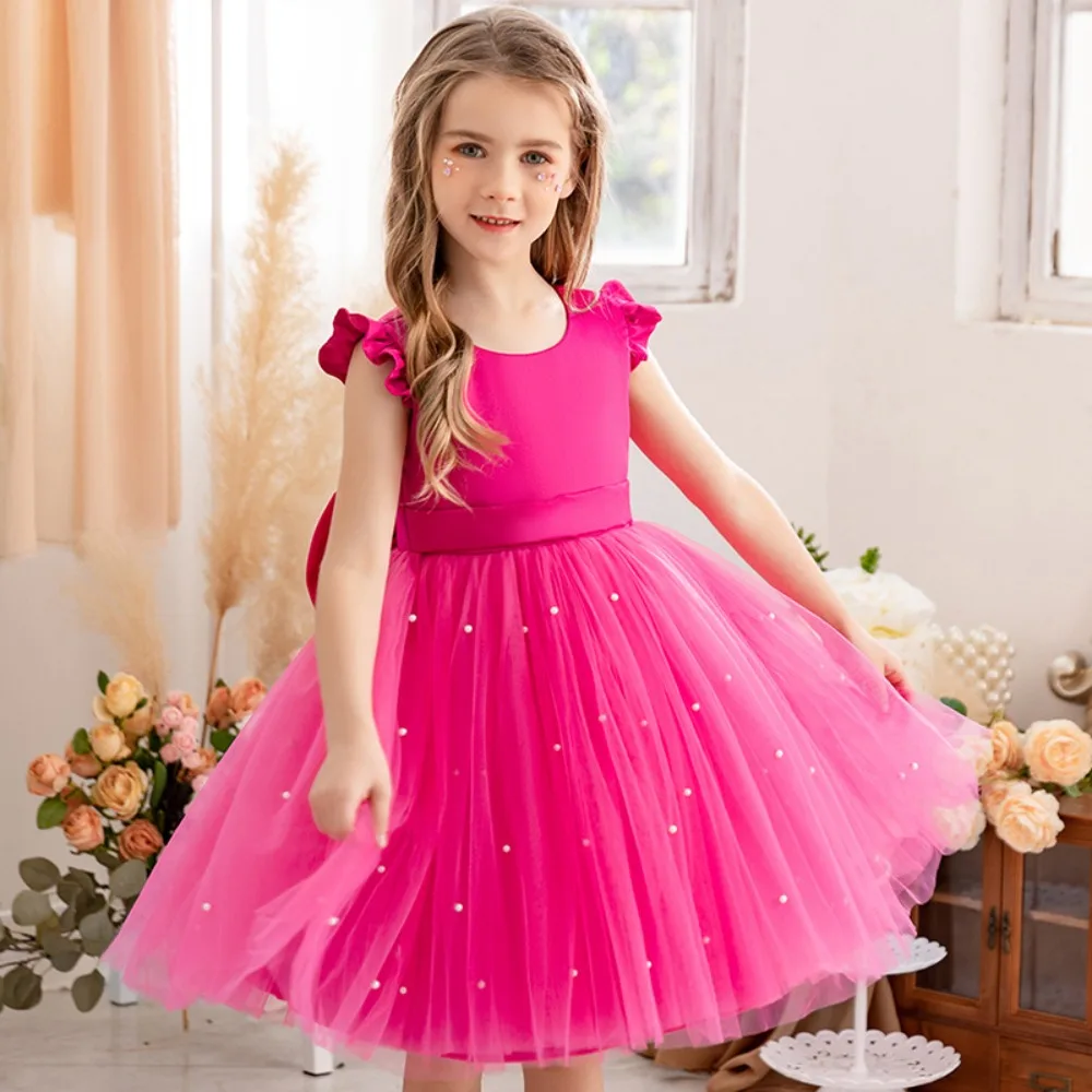 Girls Dress Lace and Sheer Floral Children's Clothing Pageant Dresses for Girls Flower Girl Dress