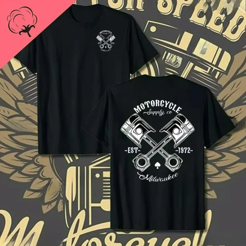 

Mechanic Garage Engine Graphics Personality Oversize Loose High Quality Fun Pure Cotton T-shirt Couple Top Explosion