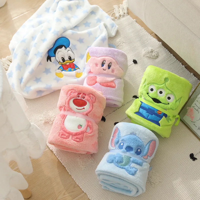 Lovely Mickey Stitch Blanket Cartoon Anime Nap Blanket Alien Lotso Spring Summer Flannel Blanket For Child Girl Baby Single Size