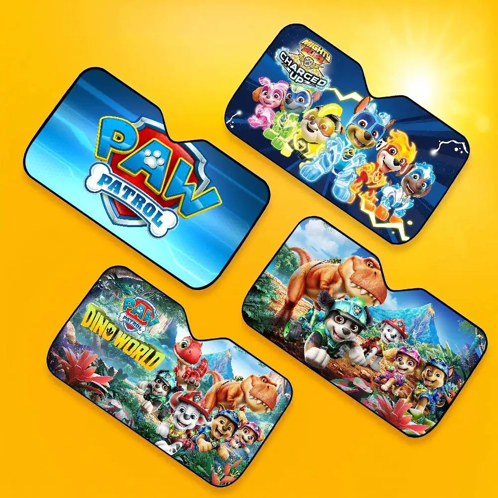 Cartoon P-PAW Adventure Patrol Car Sunshade Shield Windshield Window Sun Blocker Interior Protection For Truck Visor Universal