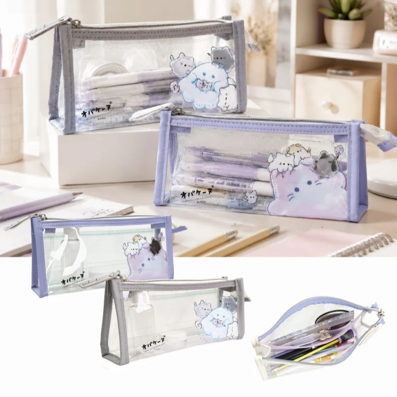 Transparent Pen Cases Large Capacity Storage Bags Triangular Zip Pencil Bag Stationery Pouch Office School Supplies Student Gift