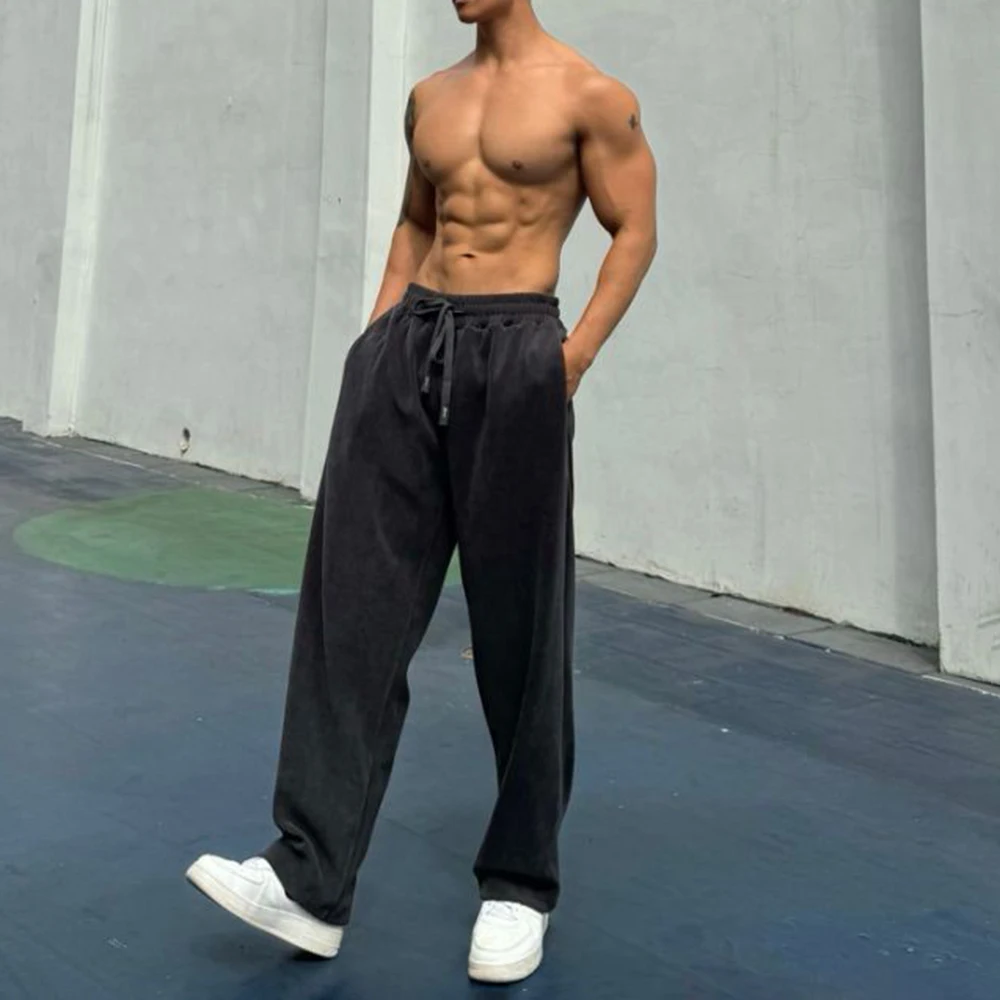 Mens Fashion Trend Sports Fitness Loose Trousers Autumn And Winter New Leisure Outdoor Street Comfortable Y2k Fitness Pants Men