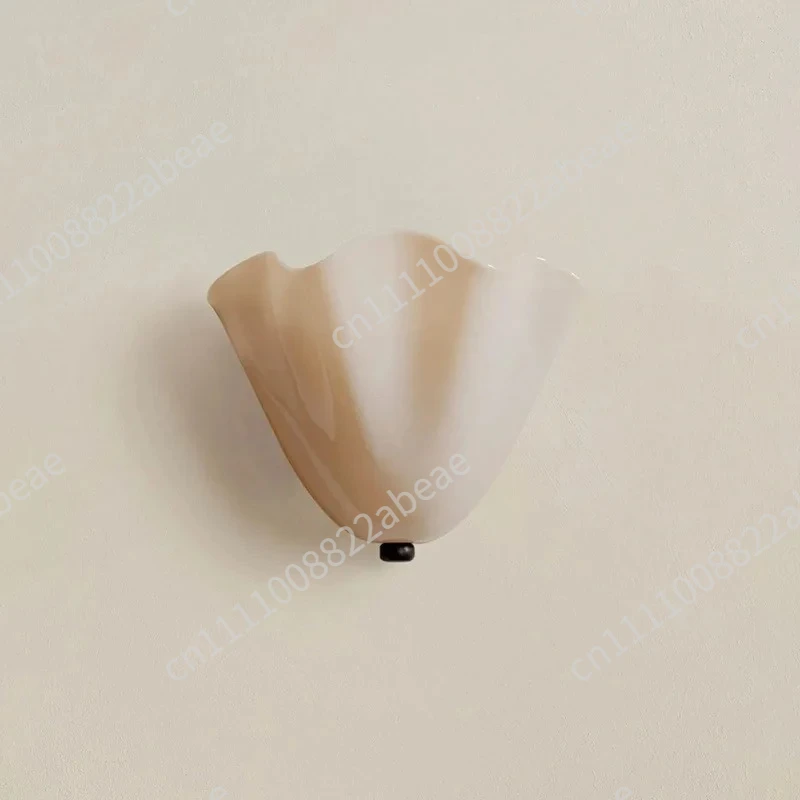 Retro Colorful Berry Glass Wall Lamp French Shell Shape Background Wall Living Room Bedroom Bedside Interior Decoration Lamp