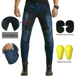 Loong Biker 114-5 Summer Riding Motorcycle Pants Mesh Breathable Jeans Knight Daily Cycling Protective Slim Casual Trousers