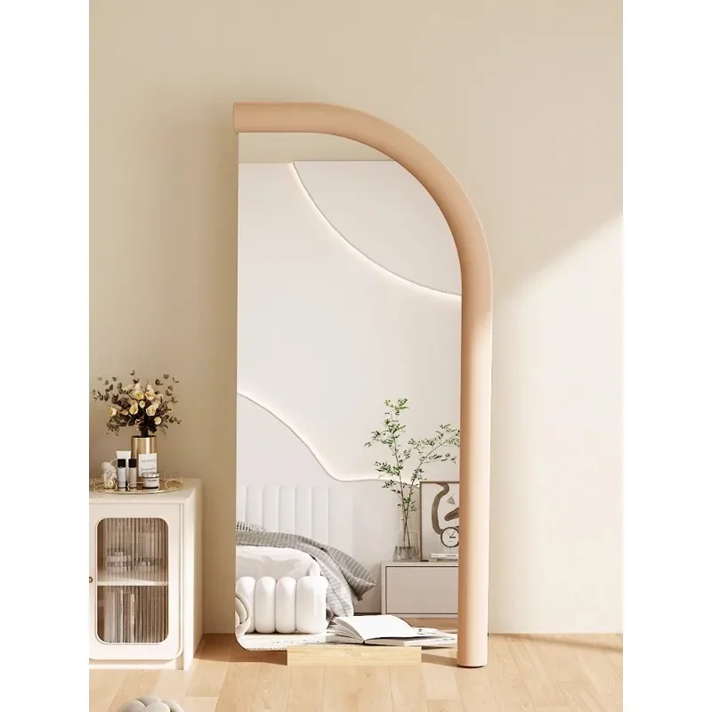 For French Floor Mirror Cream Style Home Bedroom Full Body Dressing  Clothing Store Shaped Flannel HD Fitting