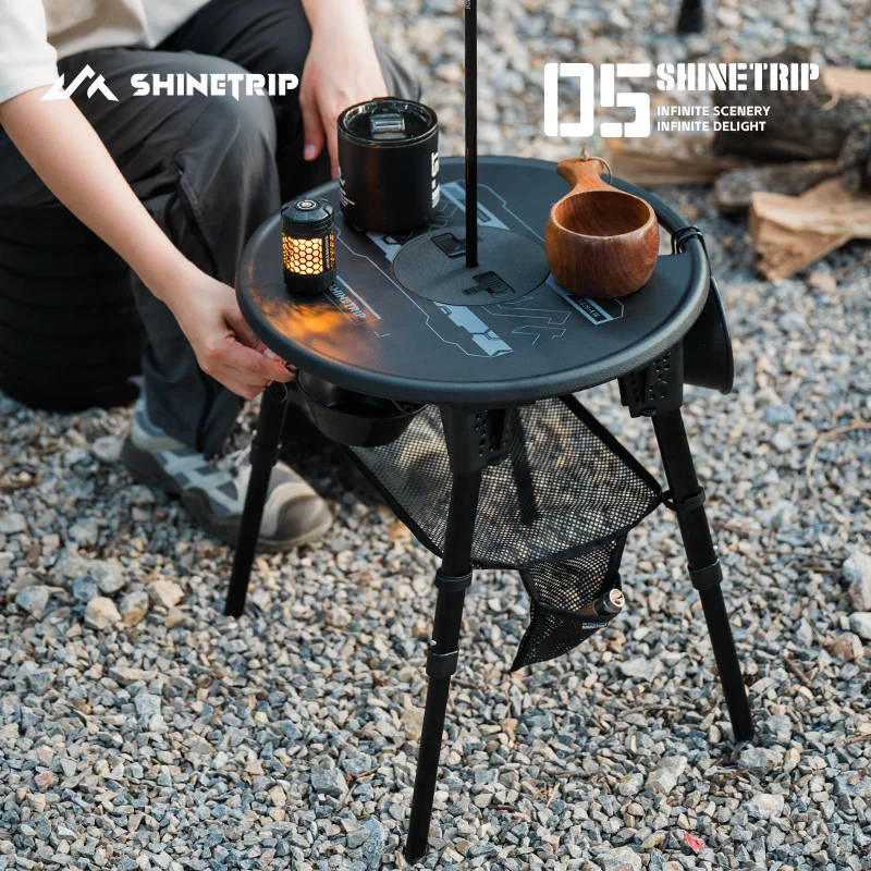 Table de camping portable ShineTrip, table pliante pour pique-nique et barbecue, multifonctionnelle, réglable en hauteur, petite table ronde