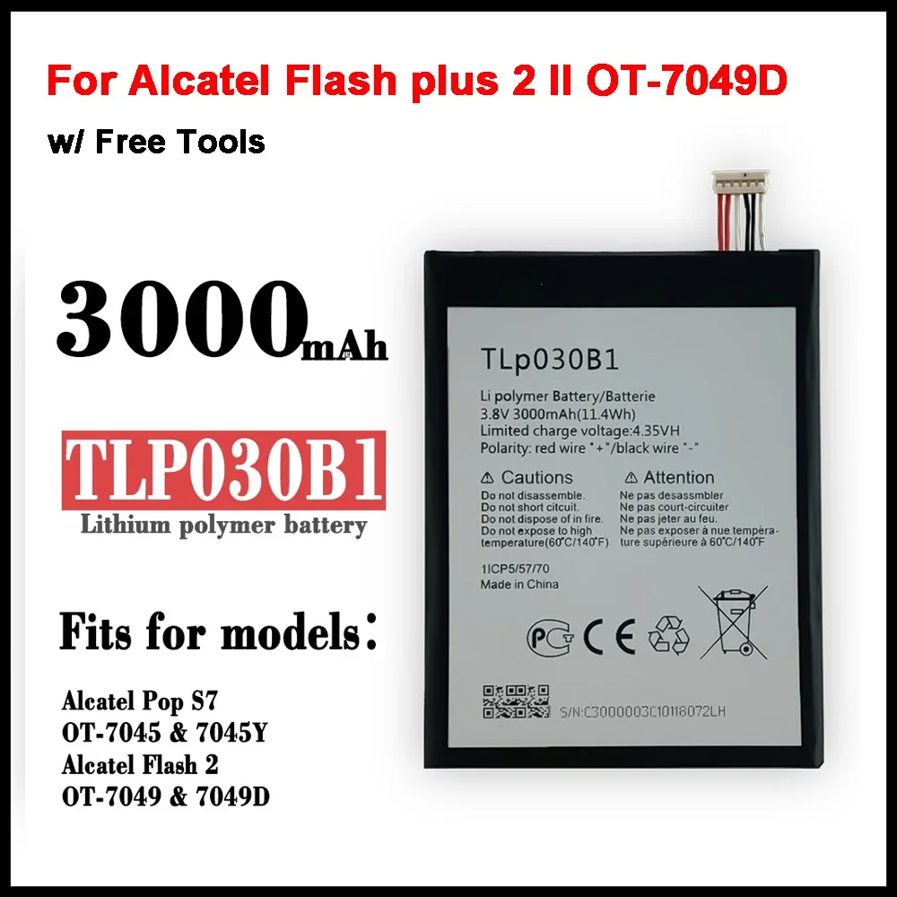 Original 3000mAh TLP030B2 TLP030B1 Battery For Alcatel Flash plus 2 II OT-7049D 7049D Mobile Phone Batteries