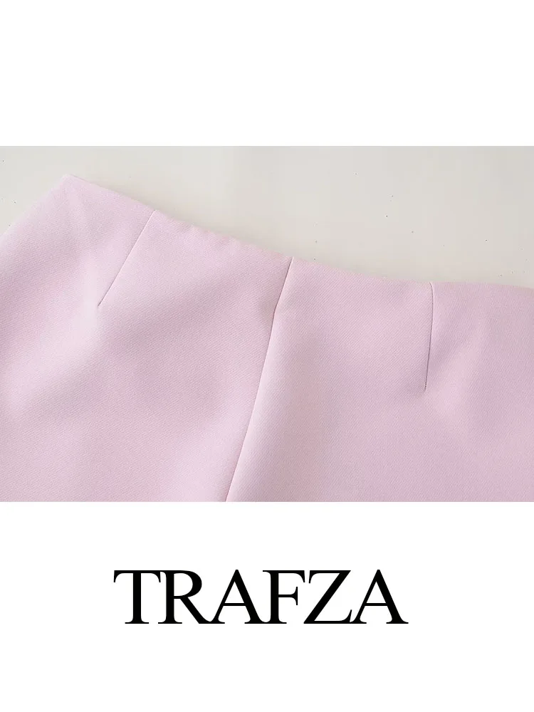 TRAFZA 2024 gonne corte da donna High Street solido fiocco a vita alta decorare cerniera minigonne estive donna Trendy 2 colori TRAF