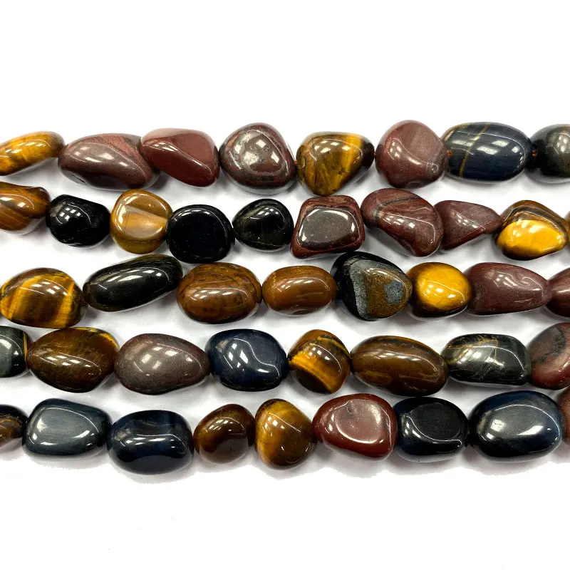 Natural Gemstone Yellow Black Red Tiger Eye 8-10mm Irregular Stone Beads Charms Diy Women Bracelet Necklace for Jewelry Making