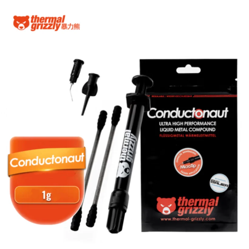 Thermal Grizzly Conductonaut (Extreme) Liquid Metal Compound, CPU GPU Kühlkörper, Ultra High Performance, TG-C-001-R, TG-CE-001-R