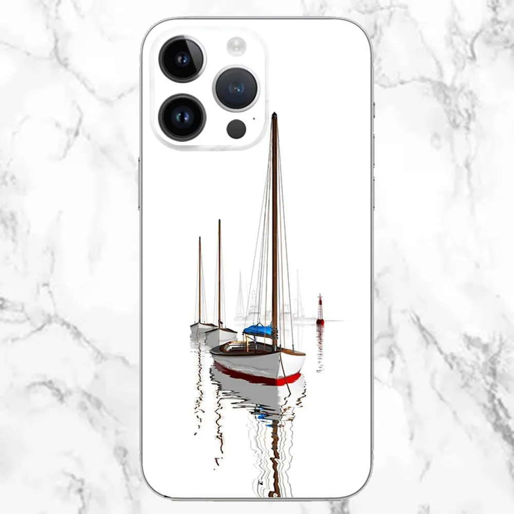 Чехол для телефона «Парусный корабль-лодка» для iPhone 15,14,13,12,11, Pro Max, Plus, Mini, X, XS, XR, 8,7,6,5,5C, S Plus SE, прозрачный мягкий чехол