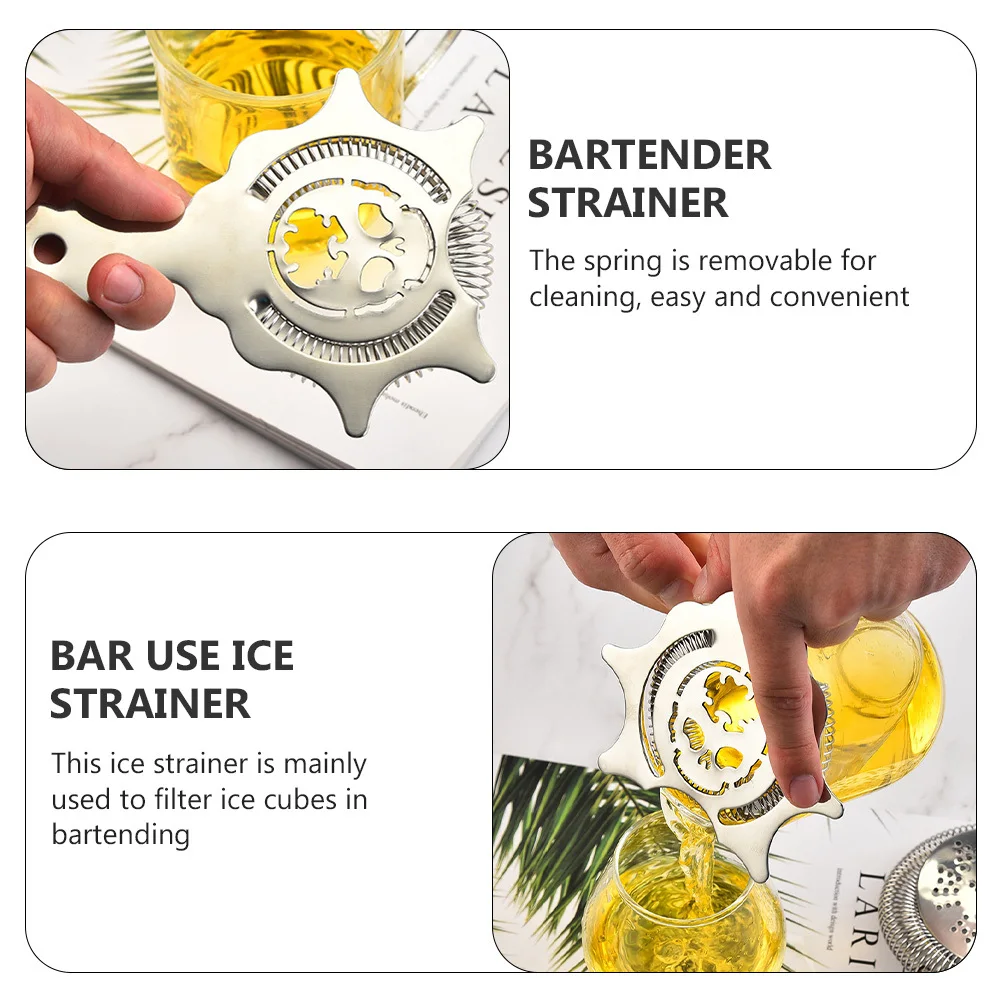 

1 pc Stainless Steel Ice Filter Bartender Cocktail Strainer Wear-Resistant Drink Separator Compact Portable For Bar Home