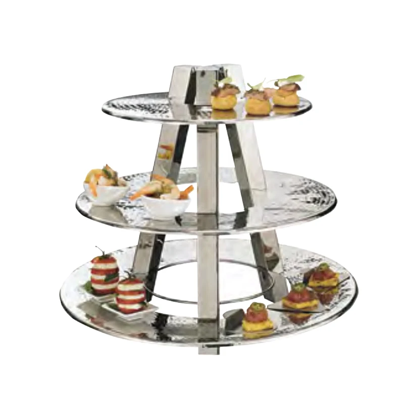 Step shaped cafeteria dessert cake stainless steel display rack catering modern tableware