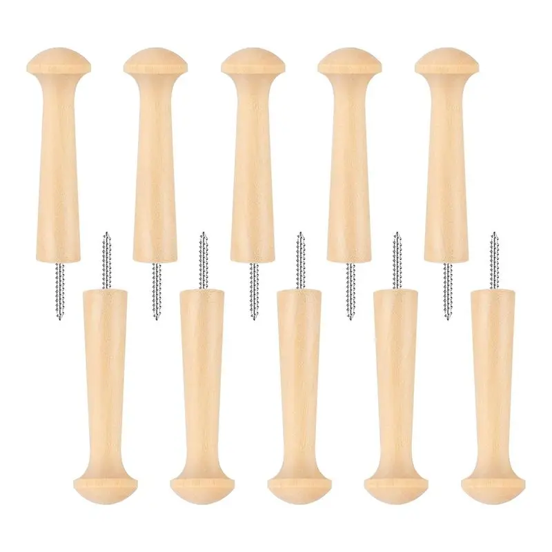 AB33-10-Piece Set Of 3.7In Screw-In Wood Shaker Nails For Hanging Unfinished Wood Hooks
