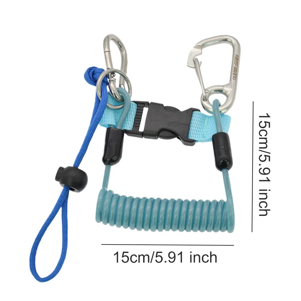 Swimming Diving Lanyard with Quick Release Buckle Diving Spiral Spring Coil Rope Anti-Lost for Underwater Camera Flashlight