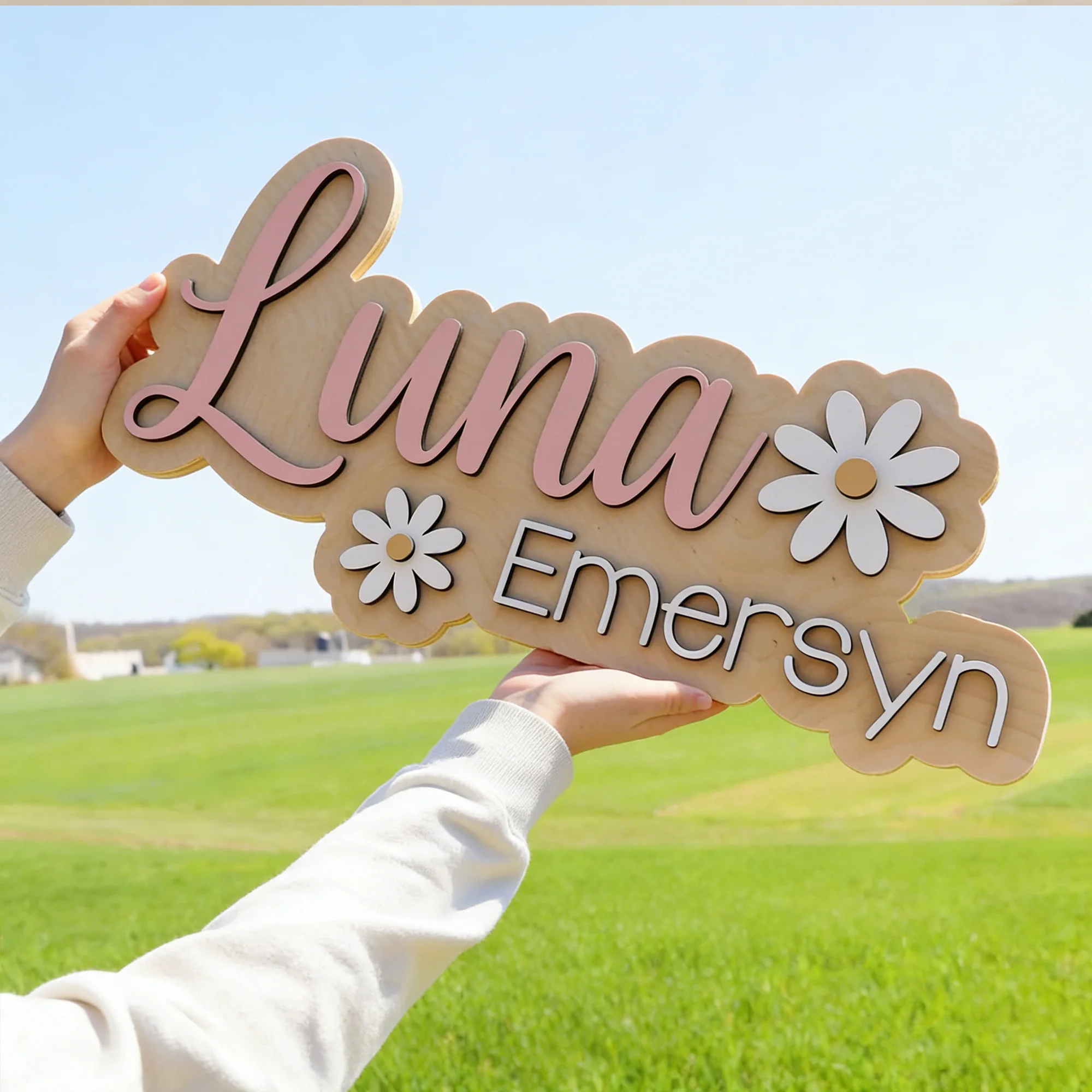1Pc Custom Name Sunflower Style Wooden Name Plaque,Home Room Office Wall Door Decor,DIY Paintable,Nursery Birthday Wedding Gift image 4