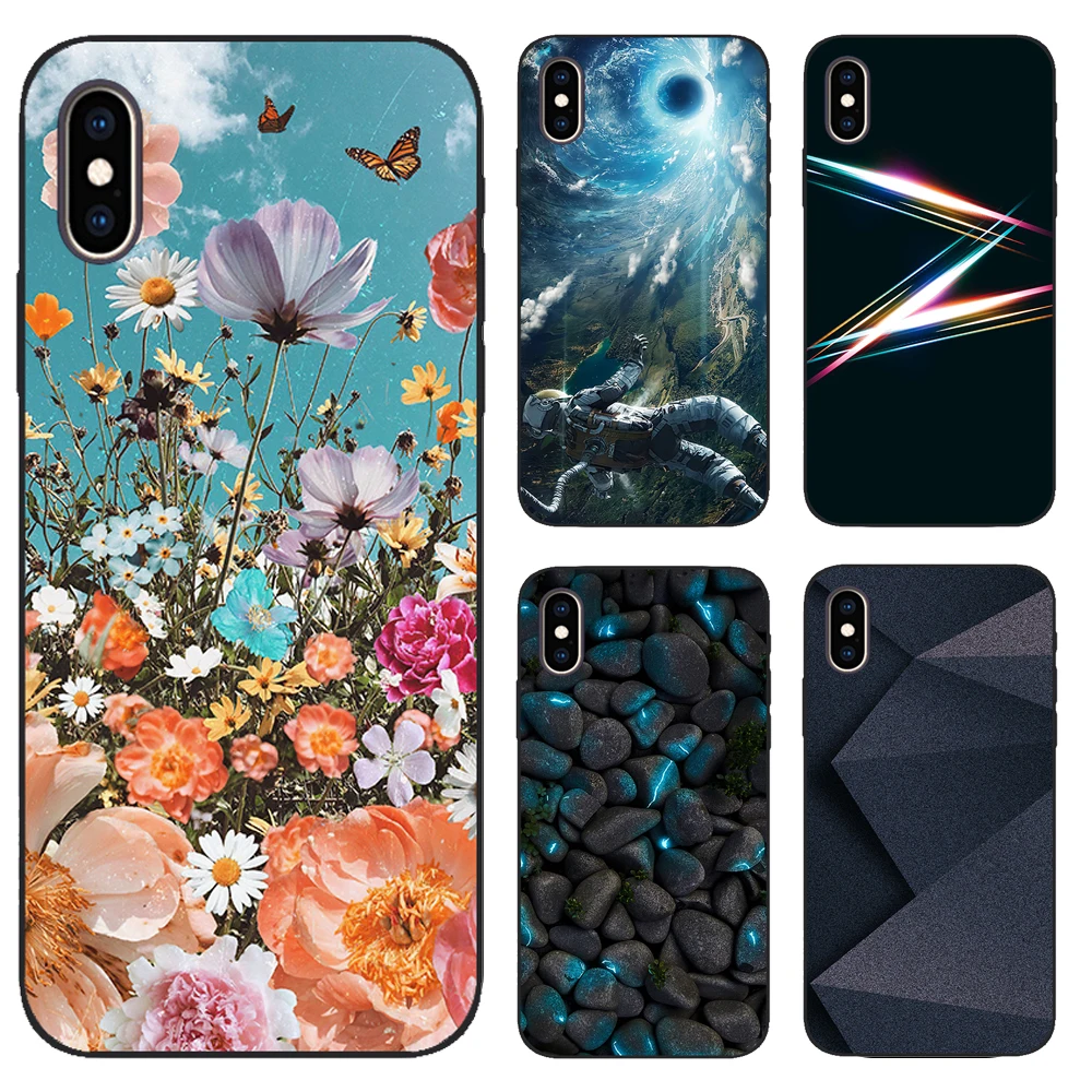 Luxury Shockproof Silicone Phone Case For iPhone X XS XR XS Max Case Flora Flower Protection Back Cover for Apple iPhone X Cases