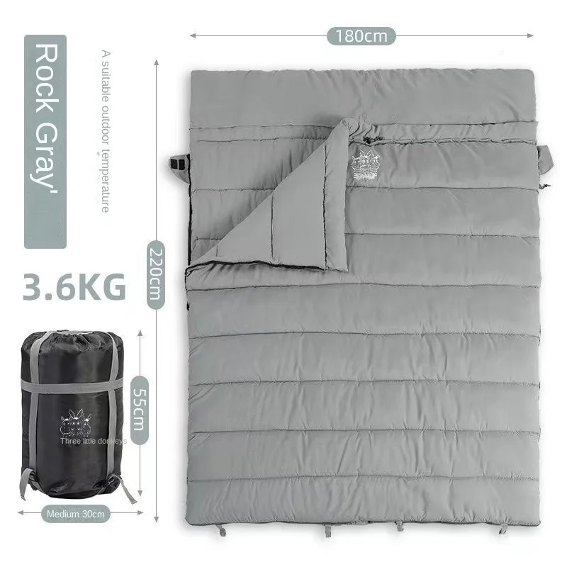 Double Sleeping Bag Cold-Proof Couple Adult Outdoor Camping Winter Thickened Four Seasons Detachable