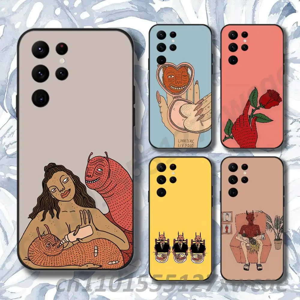 Polly Nor Art Phone Case For Samsung S10,S21,FE,S21 ,S26,S25,S24,S23,Ultra,S9,S22,Plus Black Shockproof TPU
