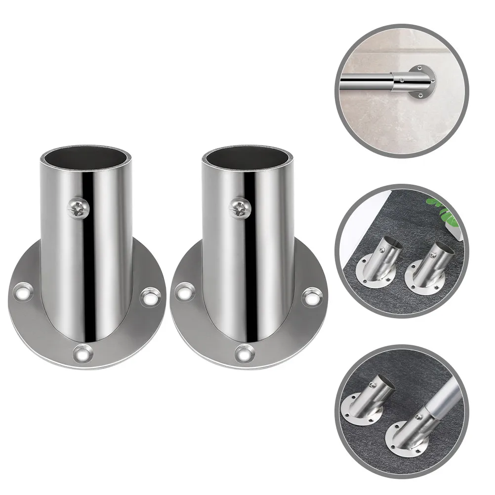

2Pcs Angled Stainless Steel Flange Bases for Shower Curtain Rods and Closet Rods Heavy Duty Corner Mount Adjustable Supports